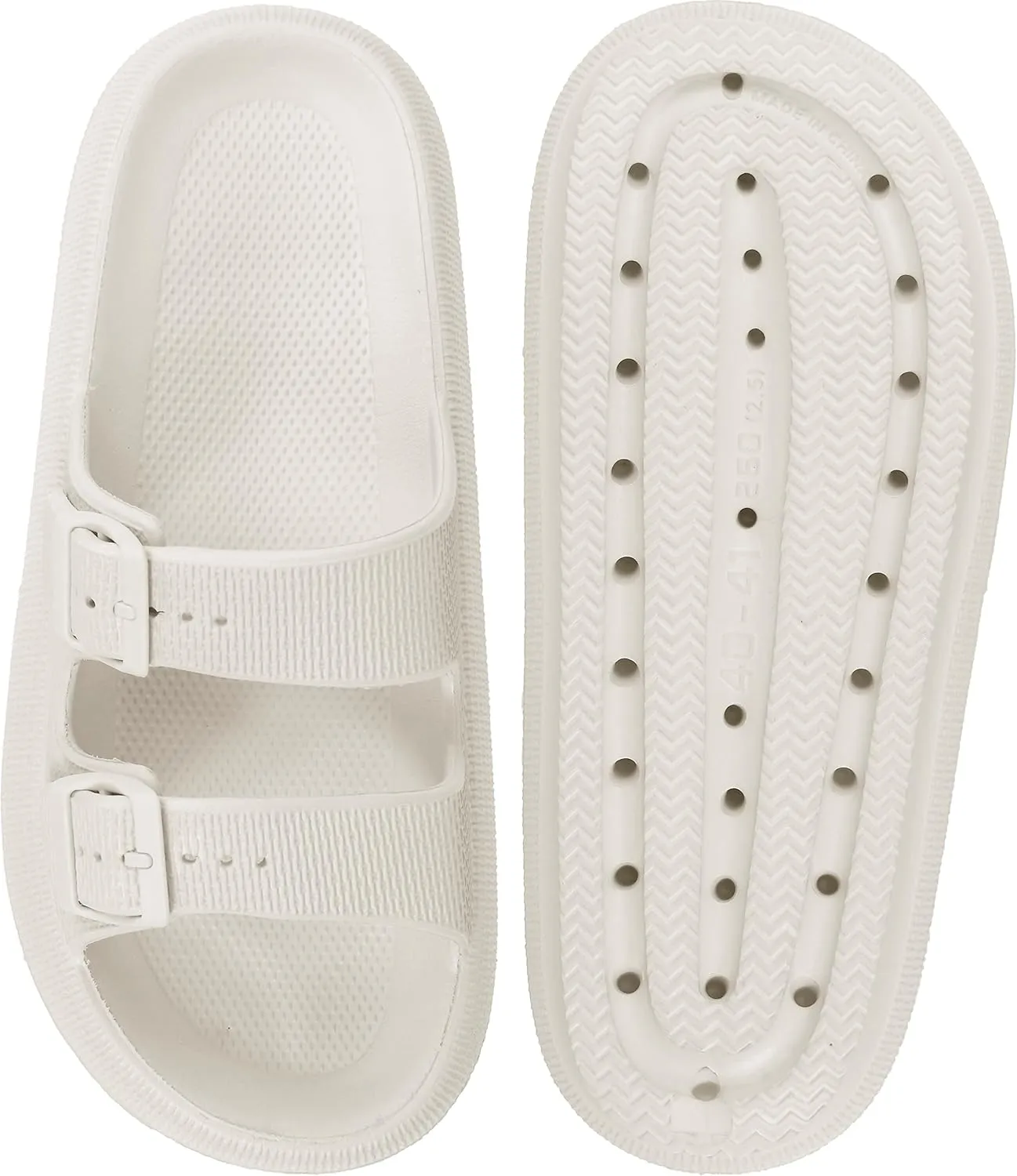 Weweya Sandals for Women and Men - Pillow Slippers - Double Buckle Adjustable Slides - EVA Flat Sandals