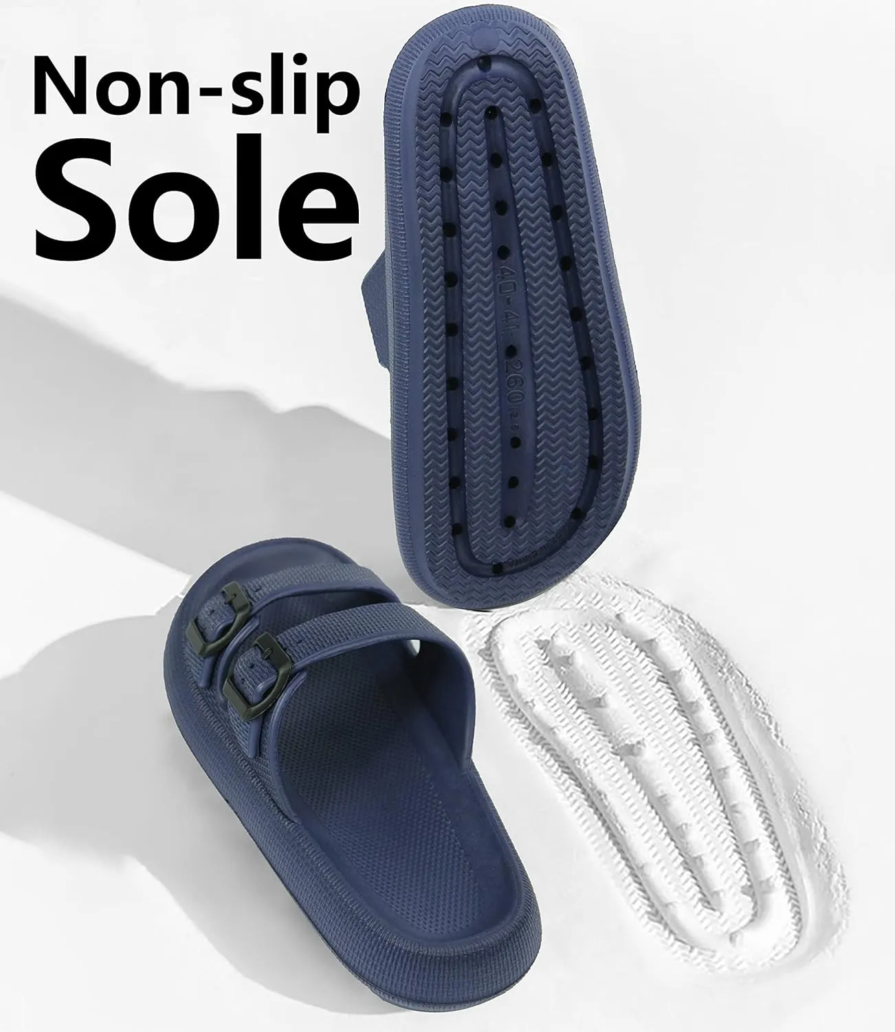 Weweya Sandals for Women and Men - Pillow Slippers - Double Buckle Adjustable Slides - EVA Flat Sandals