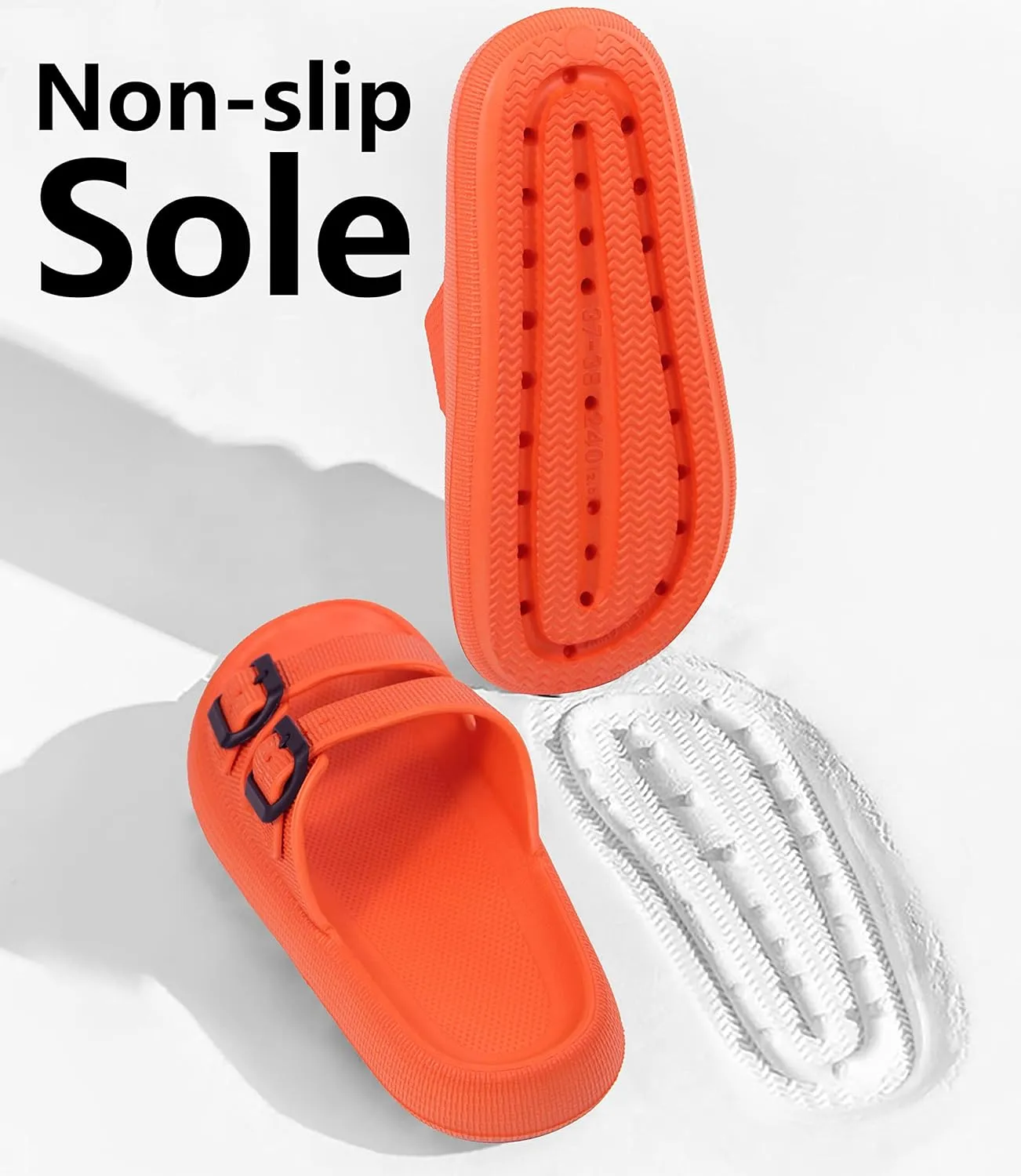 Weweya Sandals for Women and Men - Pillow Slippers - Double Buckle Adjustable Slides - EVA Flat Sandals