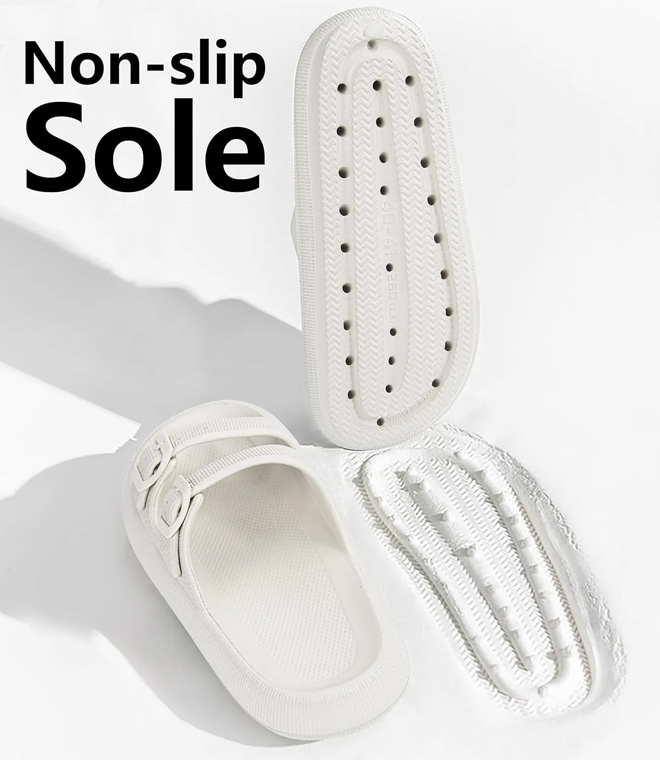 Weweya Sandals for Women and Men - Pillow Slippers - Double Buckle Adjustable Slides - EVA Flat Sandals