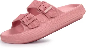 Weweya Sandals for Women and Men - Pillow Slippers - Double Buckle Adjustable Slides - EVA Flat Sandals