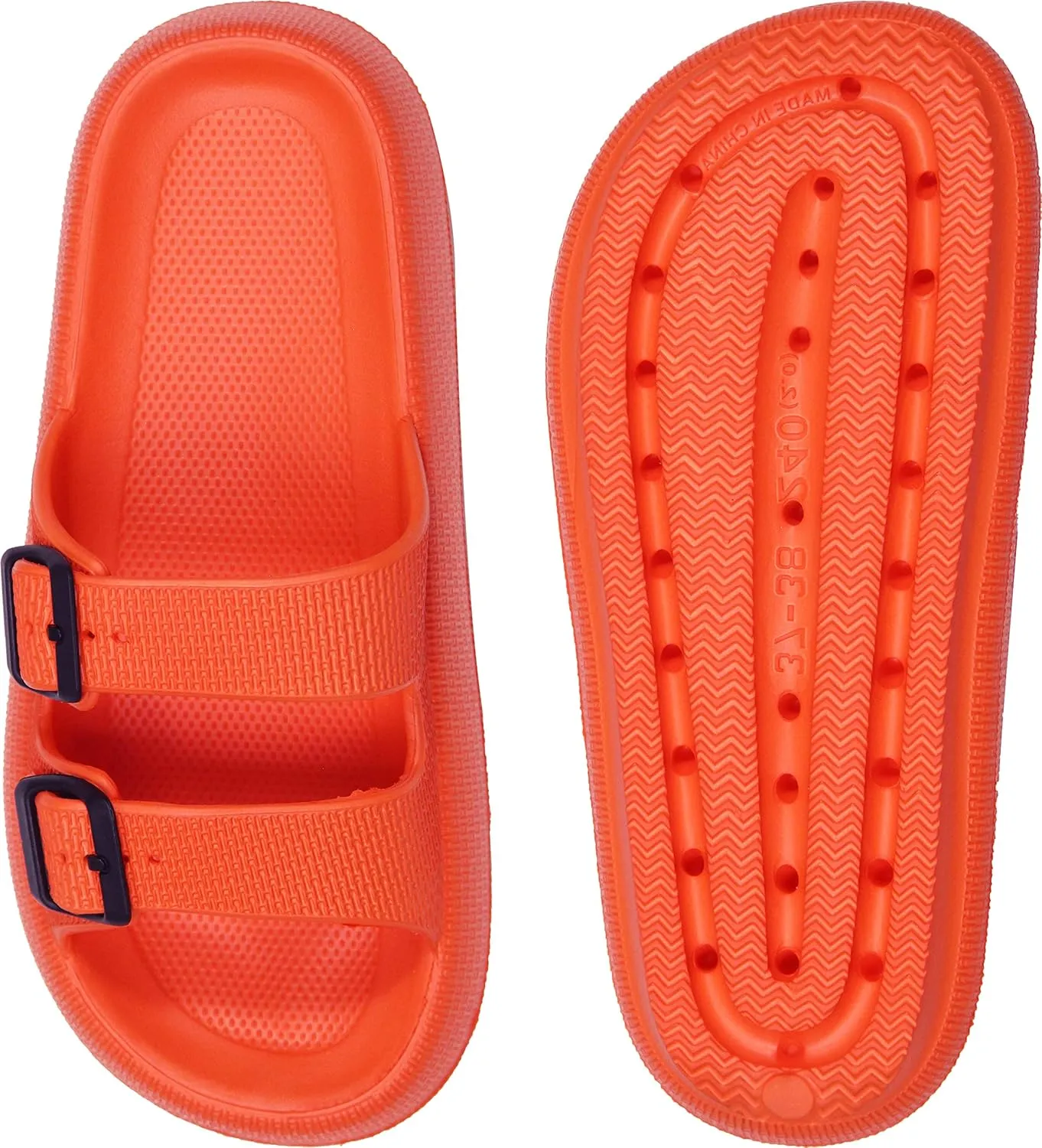 Weweya Sandals for Women and Men - Pillow Slippers - Double Buckle Adjustable Slides - EVA Flat Sandals