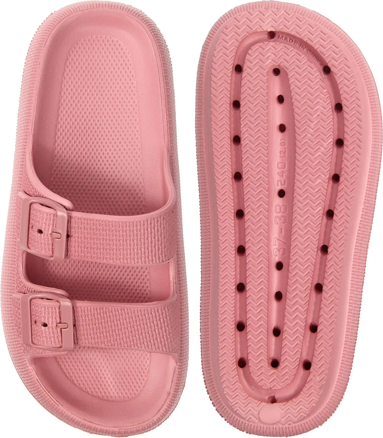 Weweya Sandals for Women and Men - Pillow Slippers - Double Buckle Adjustable Slides - EVA Flat Sandals