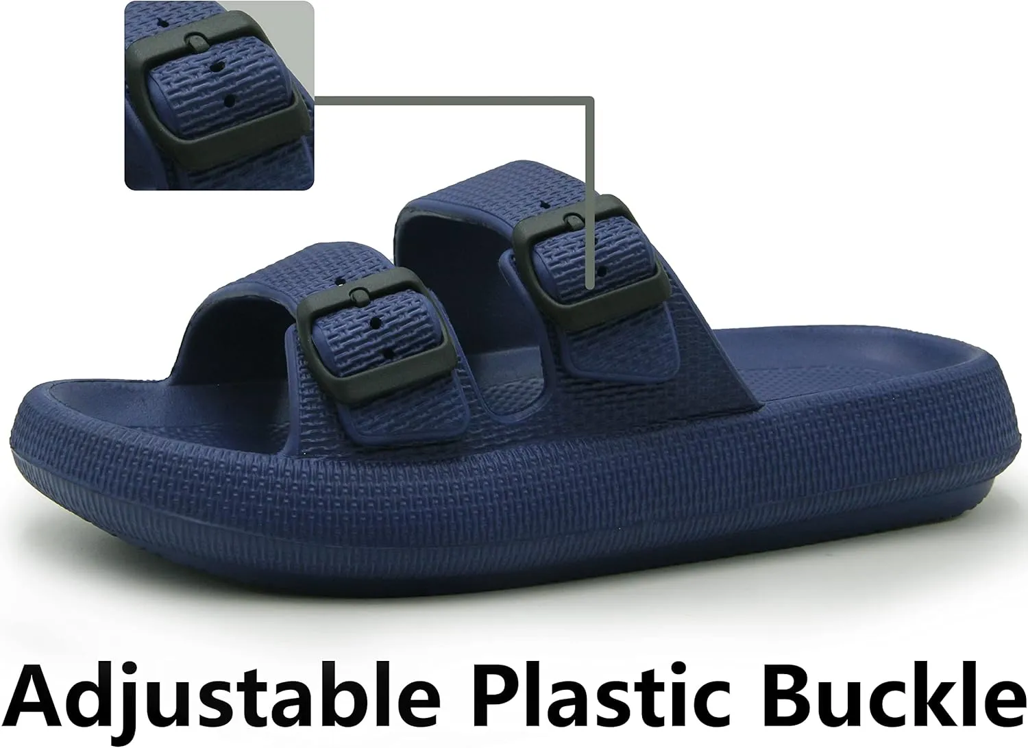 Weweya Sandals for Women and Men - Pillow Slippers - Double Buckle Adjustable Slides - EVA Flat Sandals