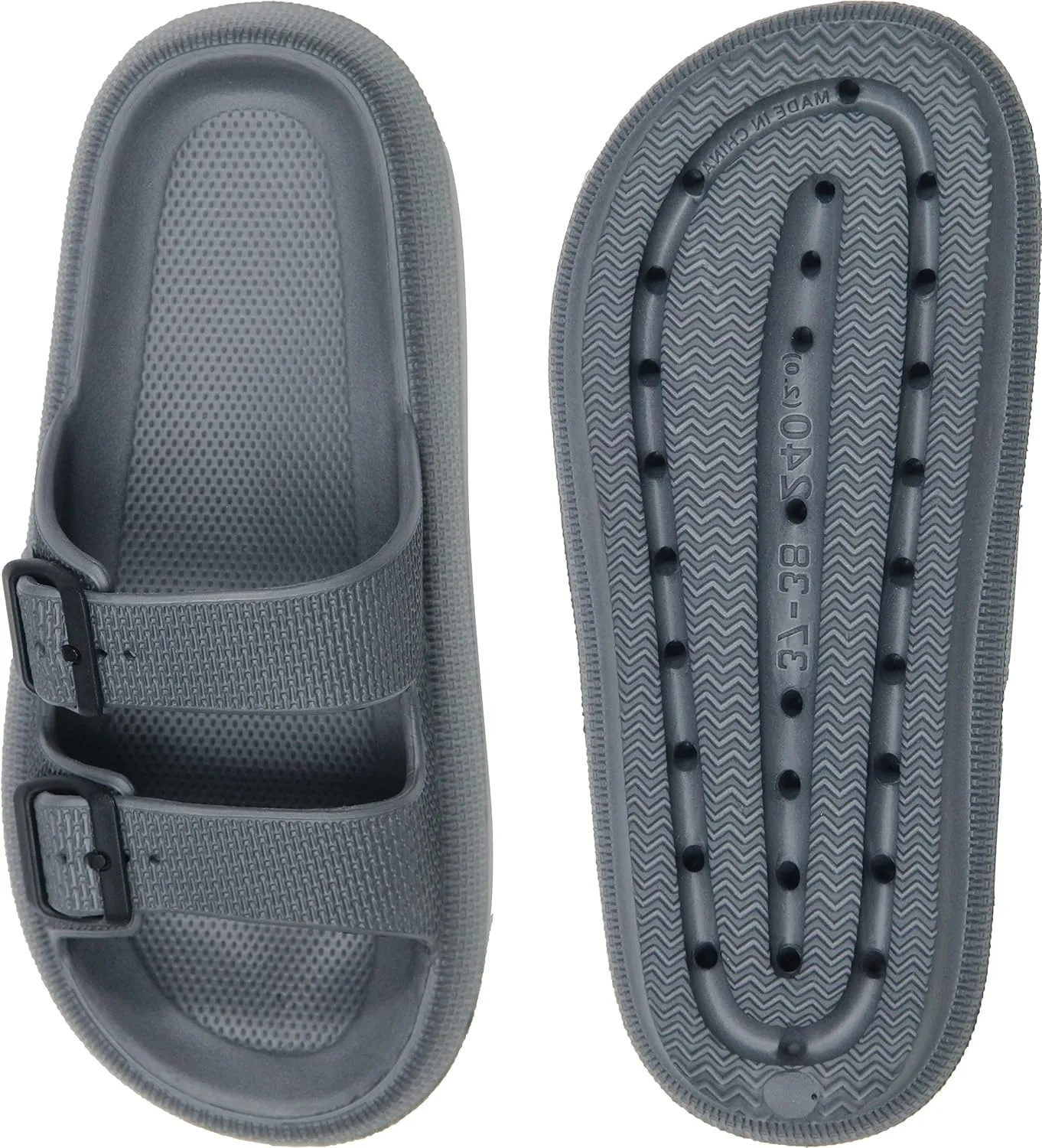 Weweya Sandals for Women and Men - Pillow Slippers - Double Buckle Adjustable Slides - EVA Flat Sandals