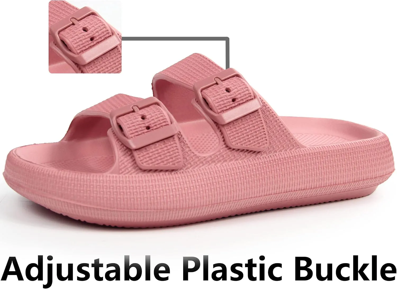 Weweya Sandals for Women and Men - Pillow Slippers - Double Buckle Adjustable Slides - EVA Flat Sandals