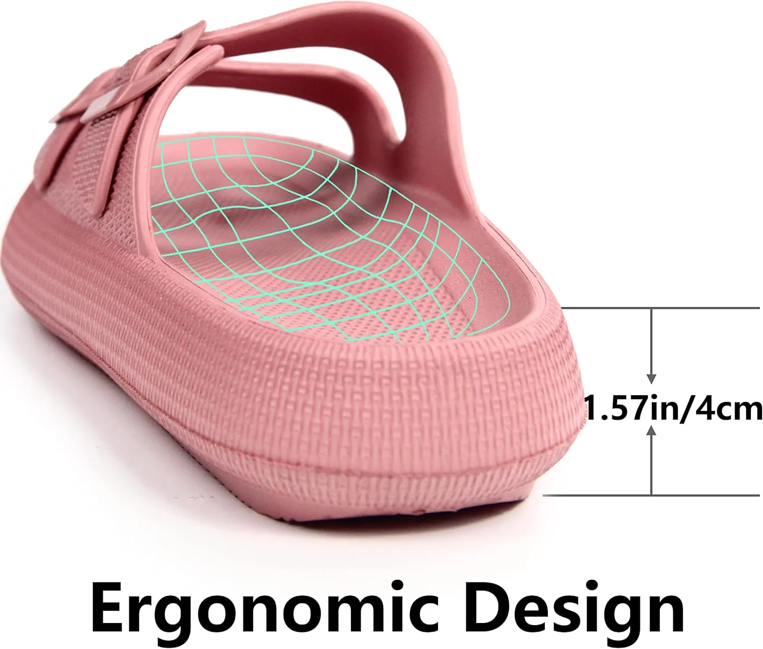 Weweya Sandals for Women and Men - Pillow Slippers - Double Buckle Adjustable Slides - EVA Flat Sandals