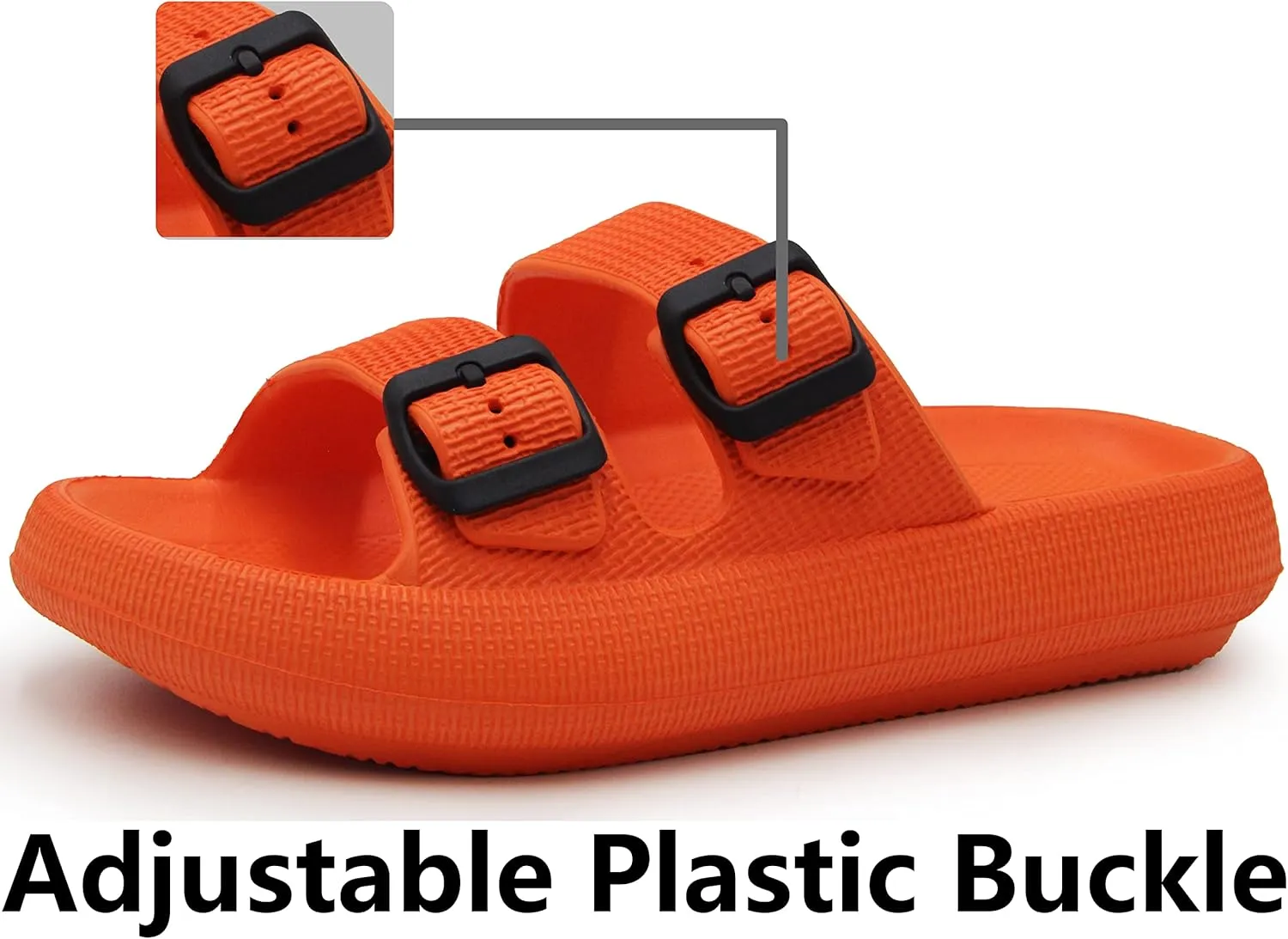 Weweya Sandals for Women and Men - Pillow Slippers - Double Buckle Adjustable Slides - EVA Flat Sandals
