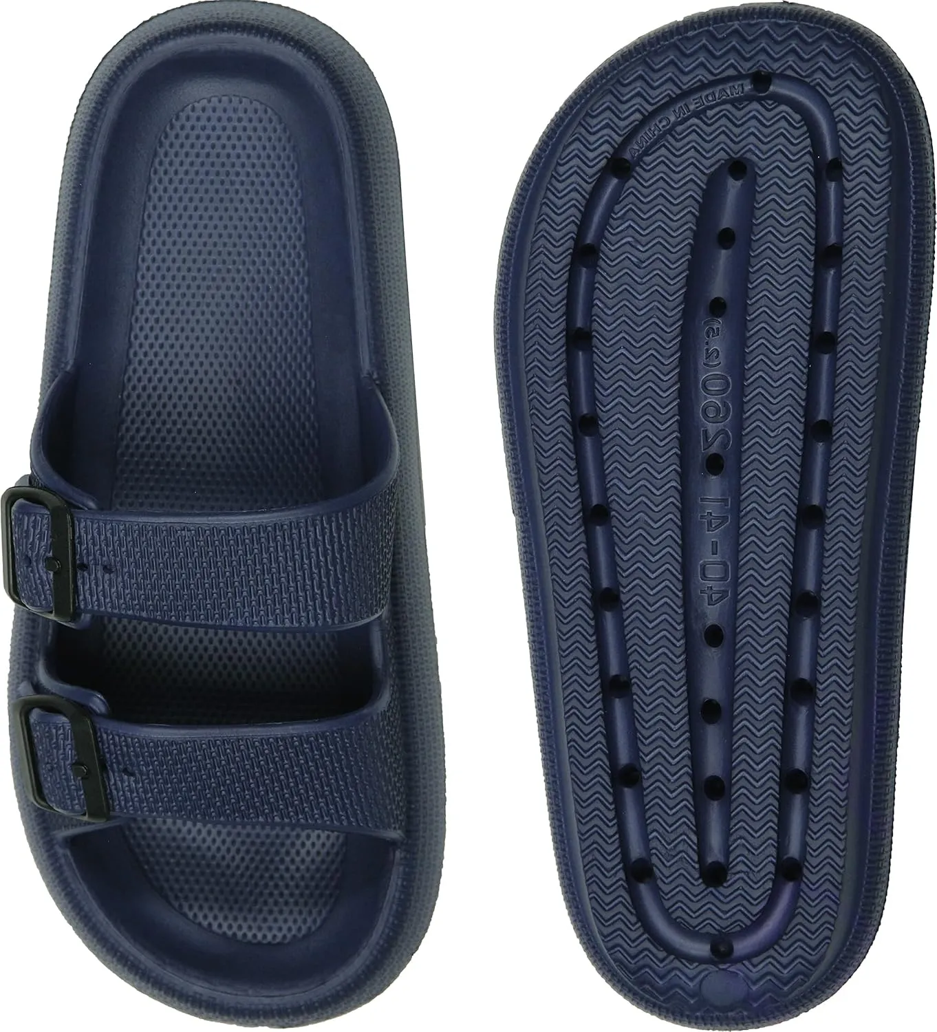 Weweya Sandals for Women and Men - Pillow Slippers - Double Buckle Adjustable Slides - EVA Flat Sandals