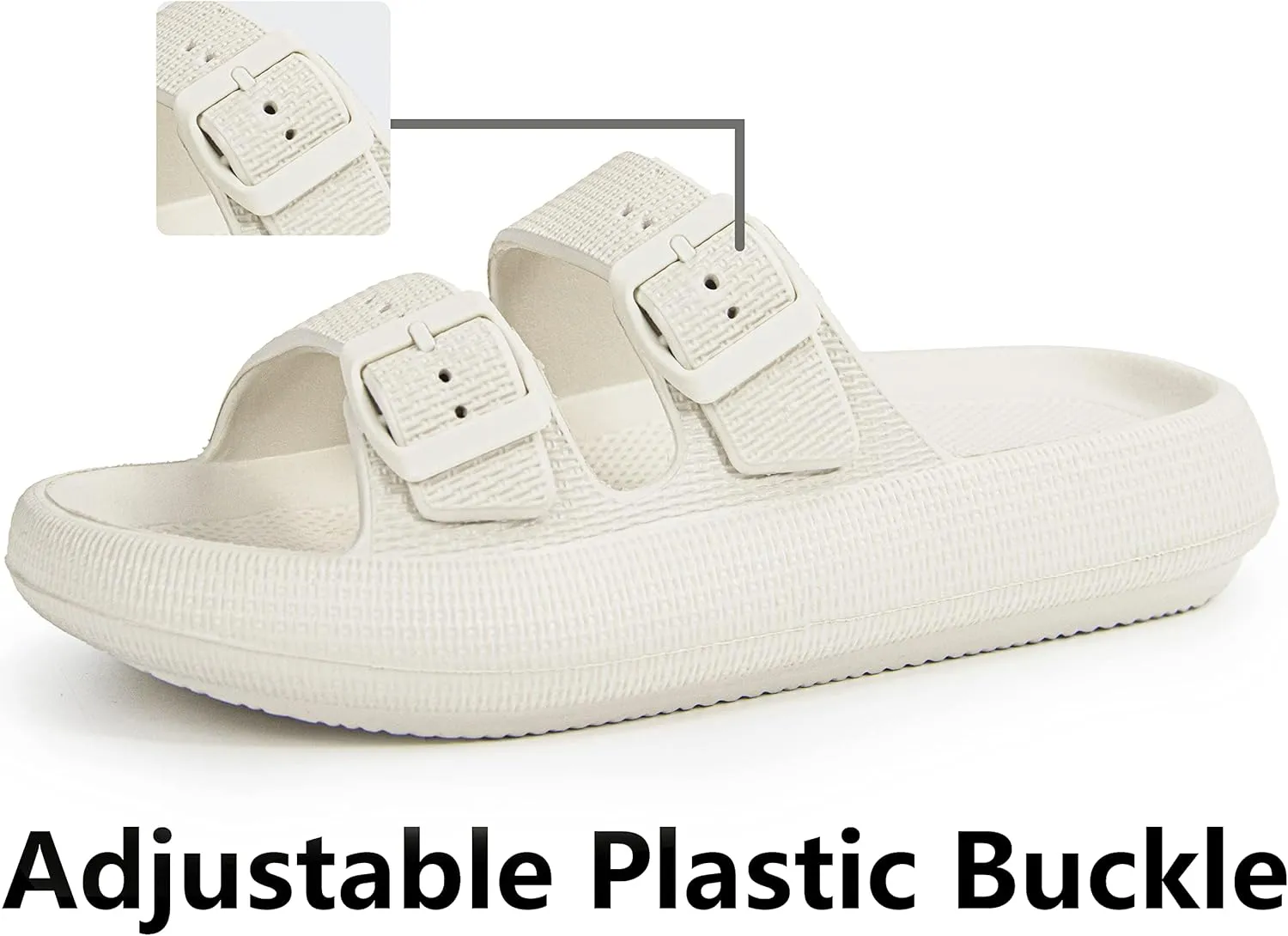 Weweya Sandals for Women and Men - Pillow Slippers - Double Buckle Adjustable Slides - EVA Flat Sandals