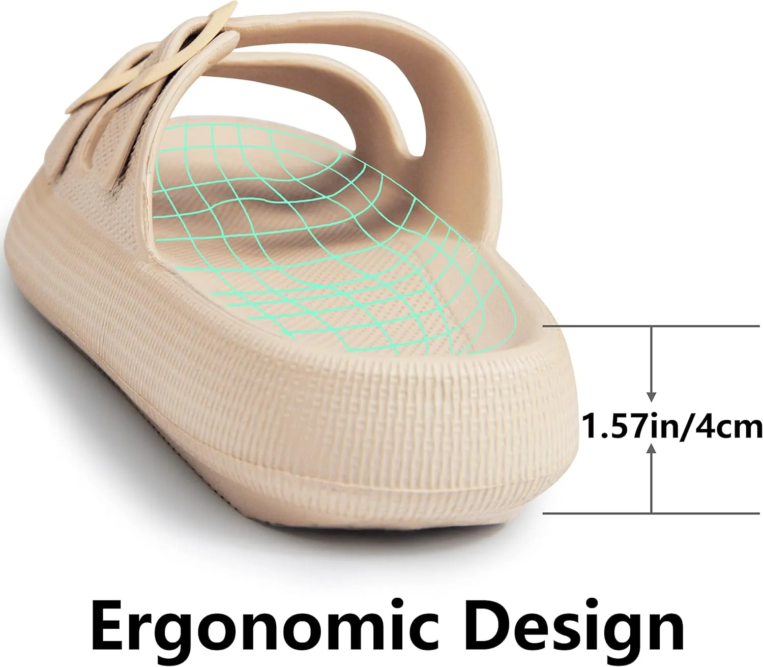 Weweya Sandals for Women and Men - Pillow Slippers - Double Buckle Adjustable Slides - EVA Flat Sandals