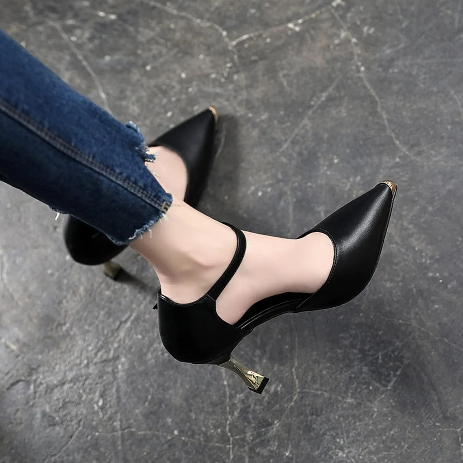 WOilERQ Women's Pointed Toe High Heels Closed Toe Heels Stiletto Flat Stiletto Sandals One Pedal High Heel Summer Nightclub Head Show High Heels Suitable for Women