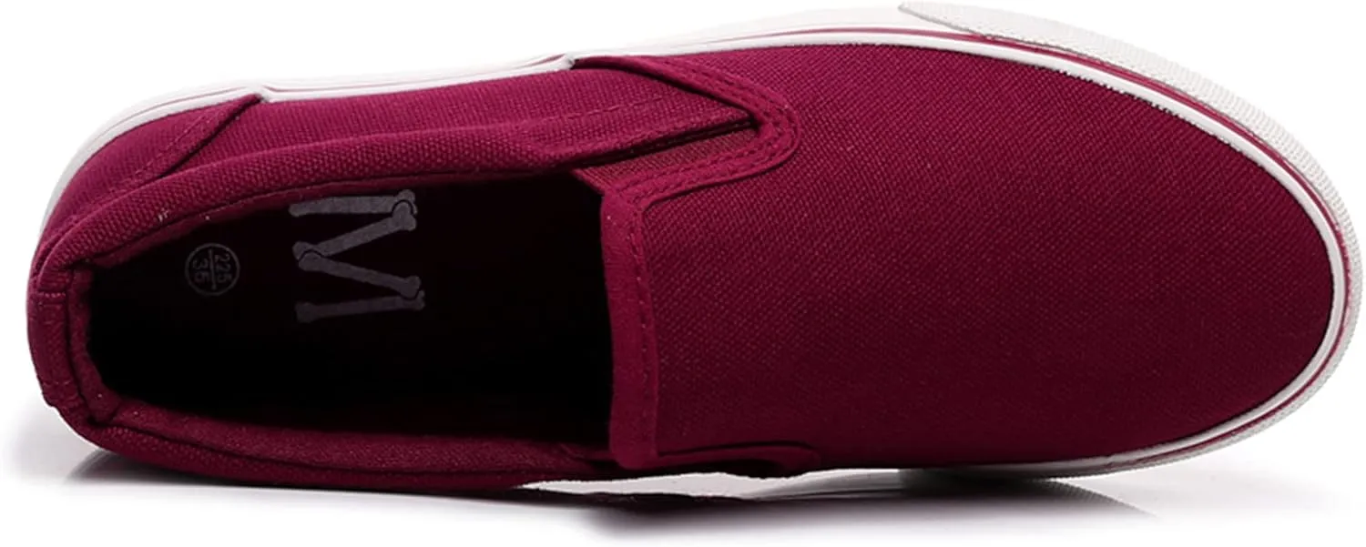 Women Canvas Slip-On Sneakers Soft Walking Shoes Rubber Sole Flat Loafers