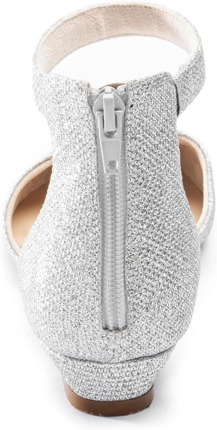 Women Flat Shoes with Ankle Strap, Low Wedge Heel Flats for Women, Comfortable Pointed Toe Dress Shoes for Work Business Wedding