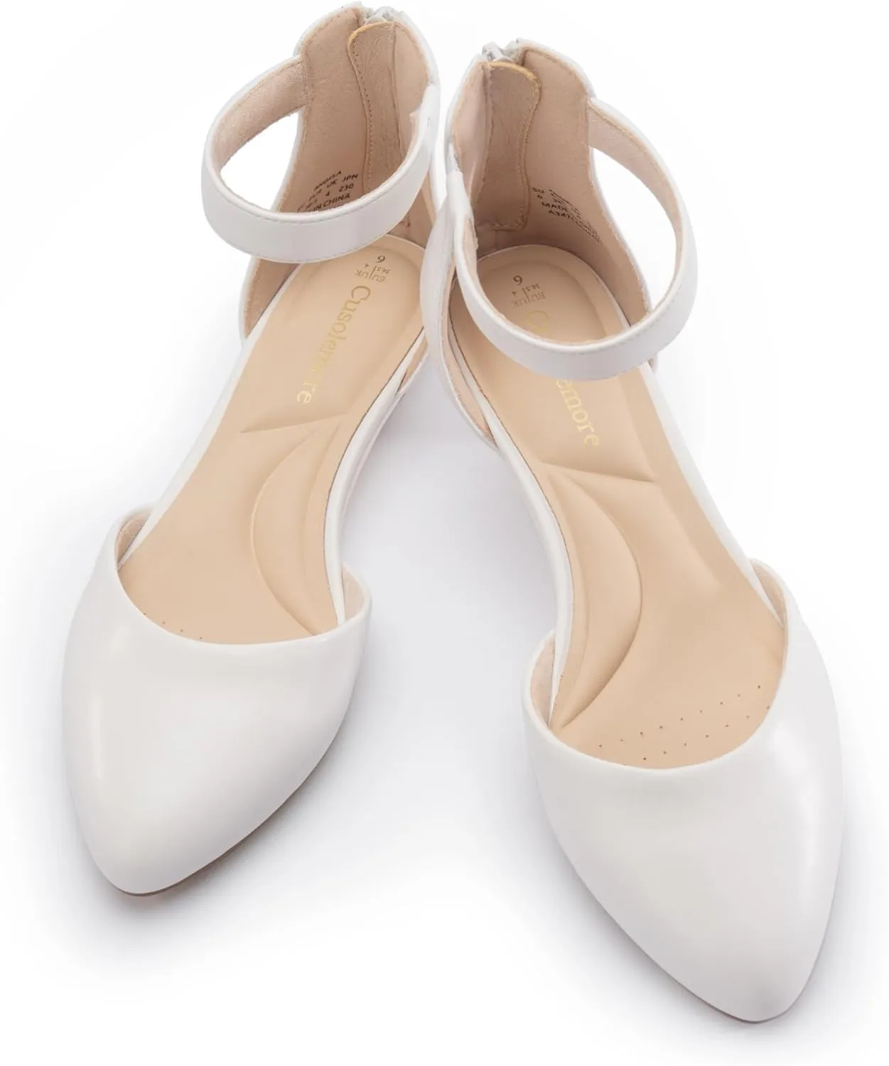 Women Flat Shoes with Ankle Strap, Low Wedge Heel Flats for Women, Comfortable Pointed Toe Dress Shoes for Work Business Wedding