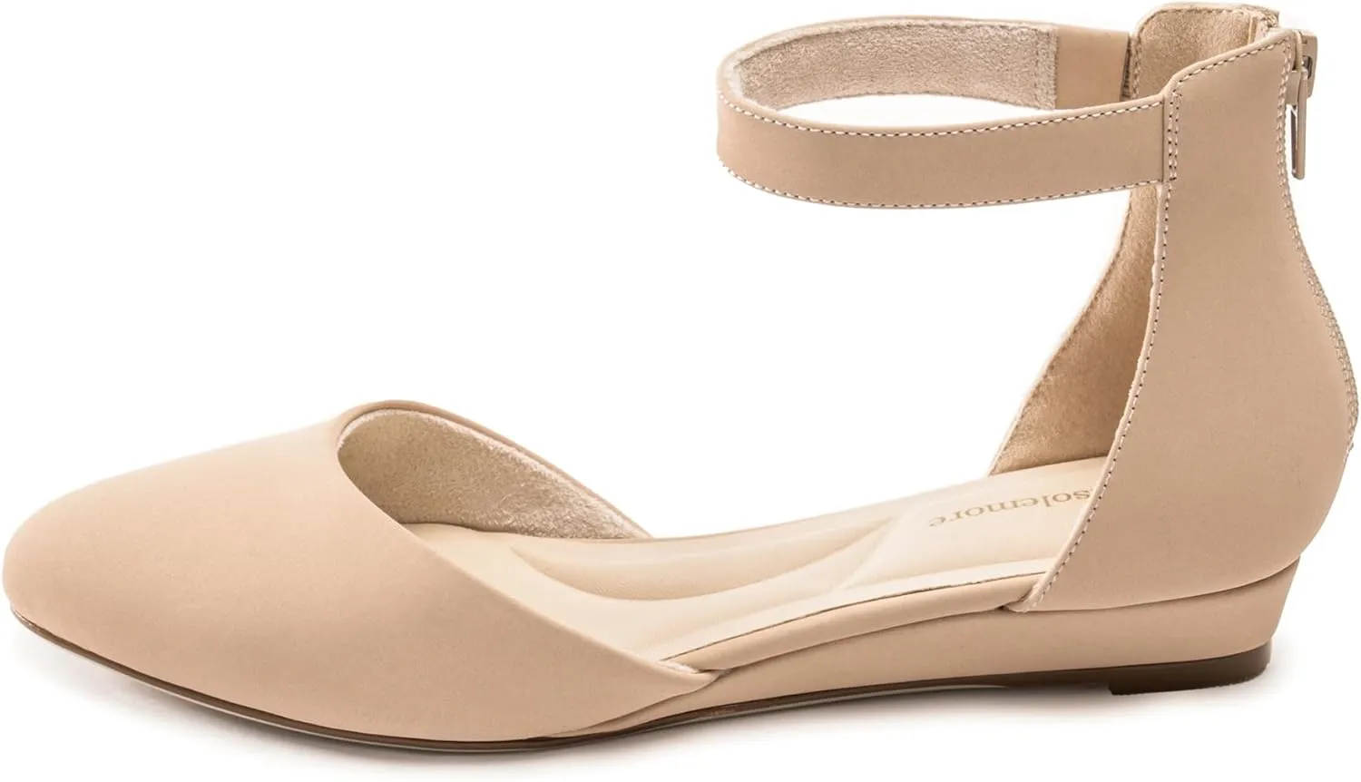 Women Flat Shoes with Ankle Strap, Low Wedge Heel Flats for Women, Comfortable Pointed Toe Dress Shoes for Work Business Wedding