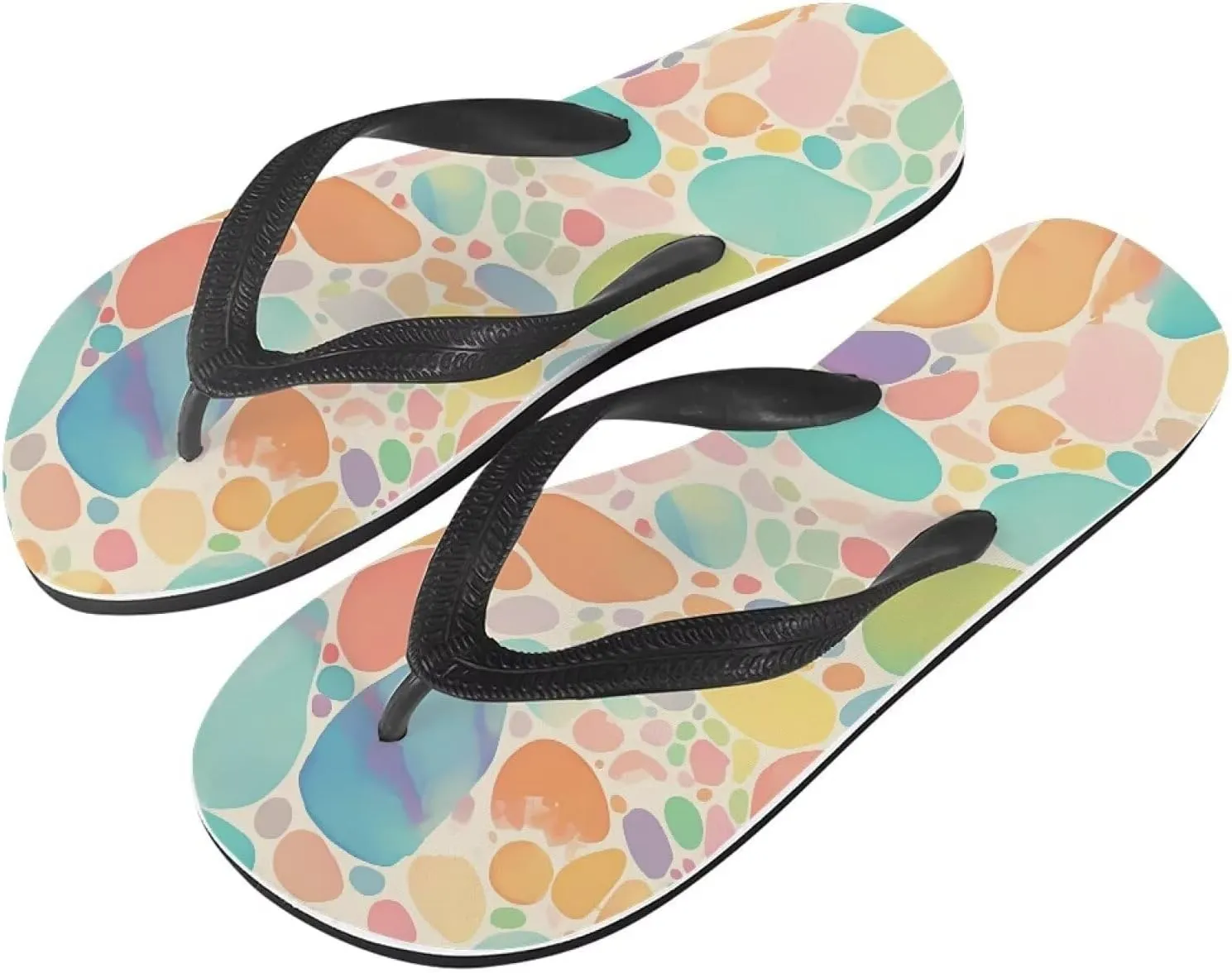 Women Pig Cat Bunny Print Flip Flop Sandal, American Flag Lightweight Thong Sandals Comfort Summer Beach Slippers