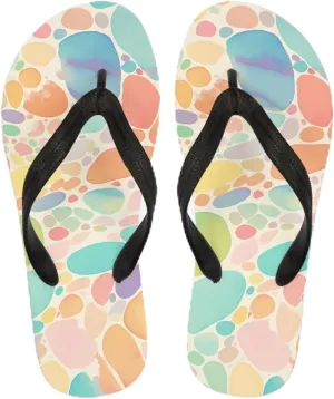 Women Pig Cat Bunny Print Flip Flop Sandal, American Flag Lightweight Thong Sandals Comfort Summer Beach Slippers