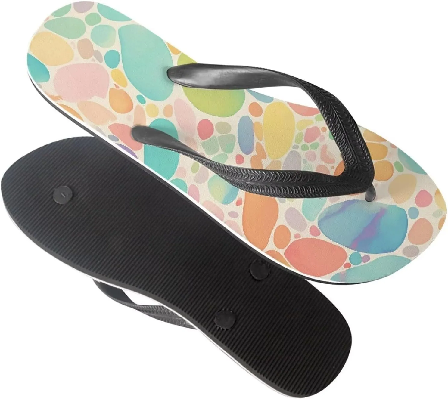 Women Pig Cat Bunny Print Flip Flop Sandal, American Flag Lightweight Thong Sandals Comfort Summer Beach Slippers
