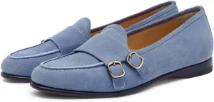 Women Round Toe Slip On Loafer Flats Monk Strap Casual Comfy 1 inch Flat Heel Dress Loafers Patent Buckle Strap Penny Loafers Office Ladies Walking Drive Loafers Retro 4-11 M US