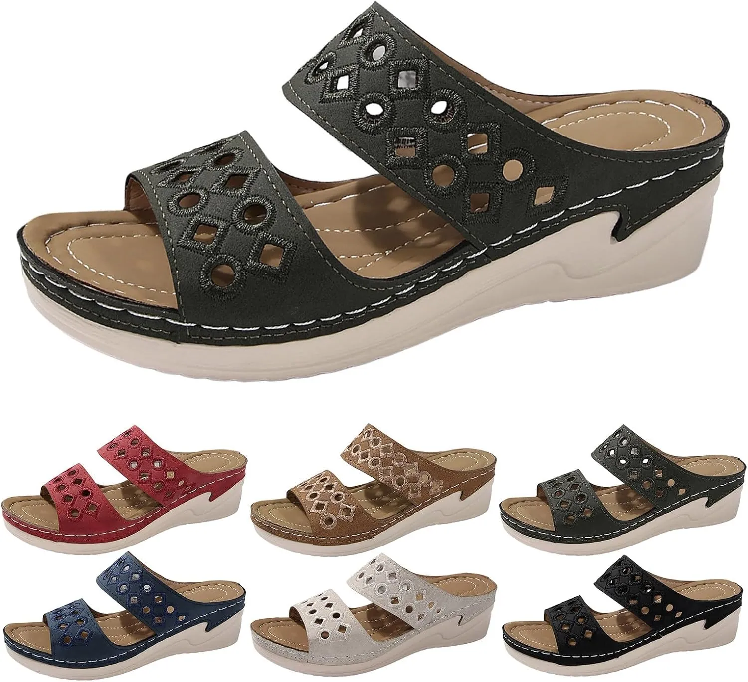 Women Shoes Comfortable Soft Sole Sandals Fashionable One Foot Wear Hollow Strap Beach Lightweight Hiking Sandals Women