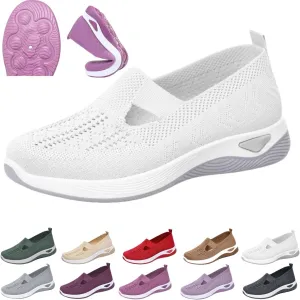 Women Woven Orthopedic Soft Sole Sneakers,Arch Support Non Slip Flat Shoe,Comfortable Breathable Knitted Casual Shoes
