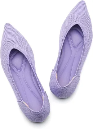 Women's Ballet Flats Comfort Breathable Mesh Knit Leopard Black Pointed Toe Slip On Shoes