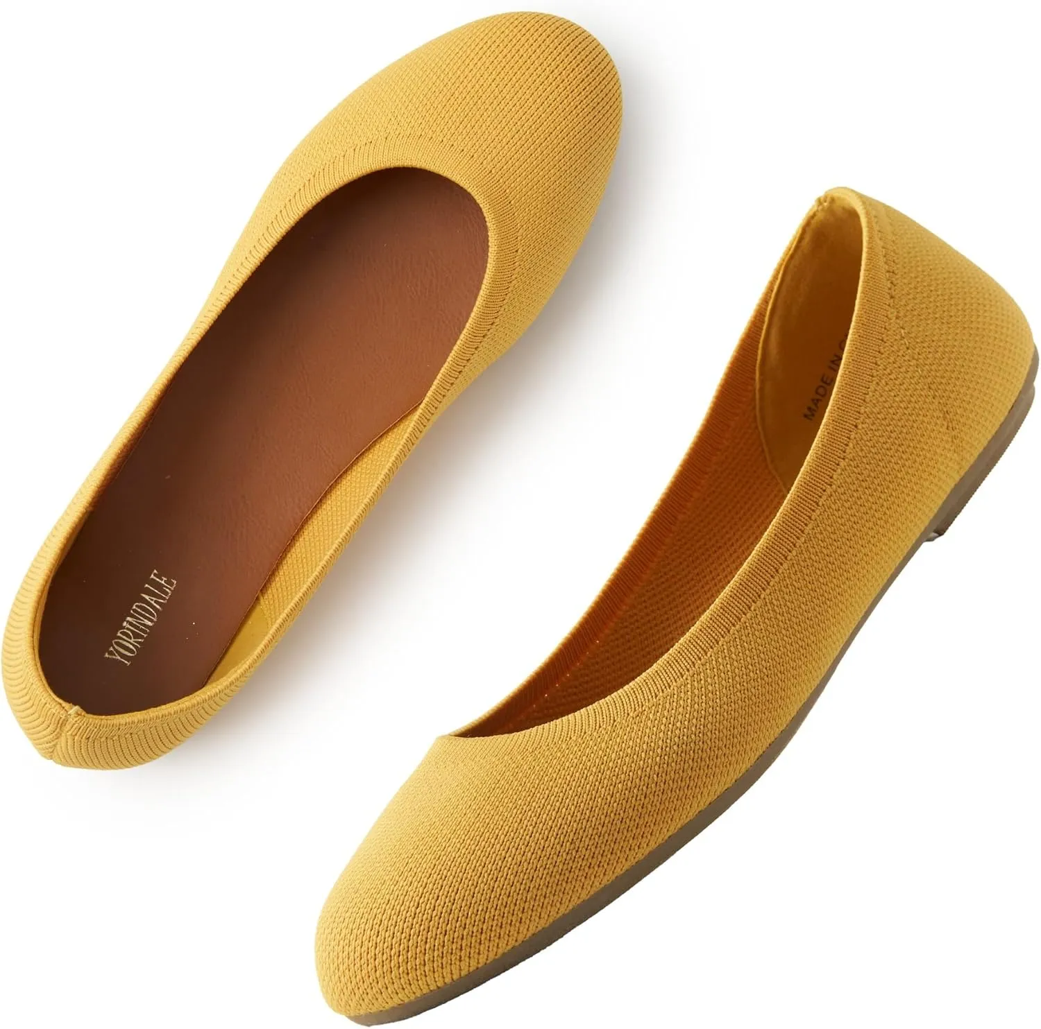 Women's Ballet Flats Soft Knit Lightweight Round Toe Slip On Comfort Ballerina Flat Shoes for Walking Low Wedge Soft