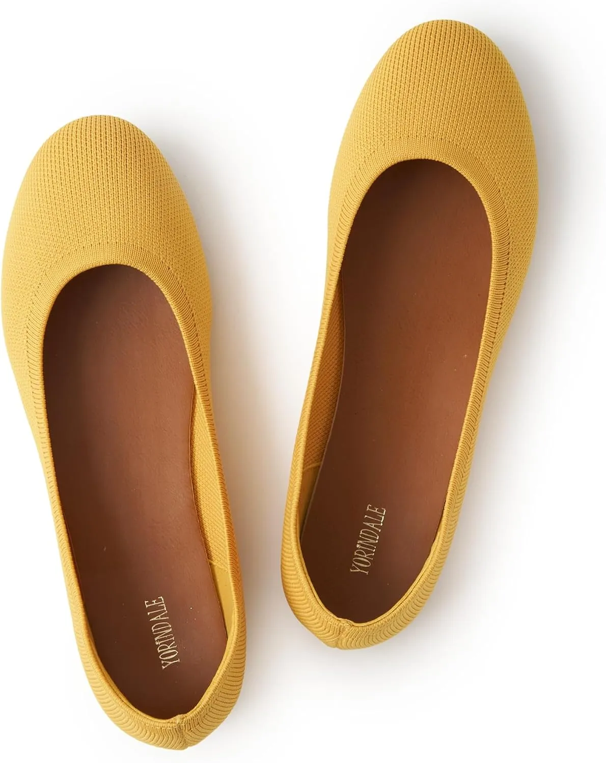 Women's Ballet Flats Soft Knit Lightweight Round Toe Slip On Comfort Ballerina Flat Shoes for Walking Low Wedge Soft