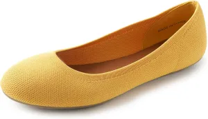 Women's Ballet Flats Soft Knit Lightweight Round Toe Slip On Comfort Ballerina Flat Shoes for Walking Low Wedge Soft