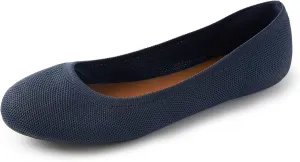 Women's Ballet Flats Soft Knit Lightweight Round Toe Slip On Comfort Ballerina Flat Shoes for Walking Low Wedge Soft