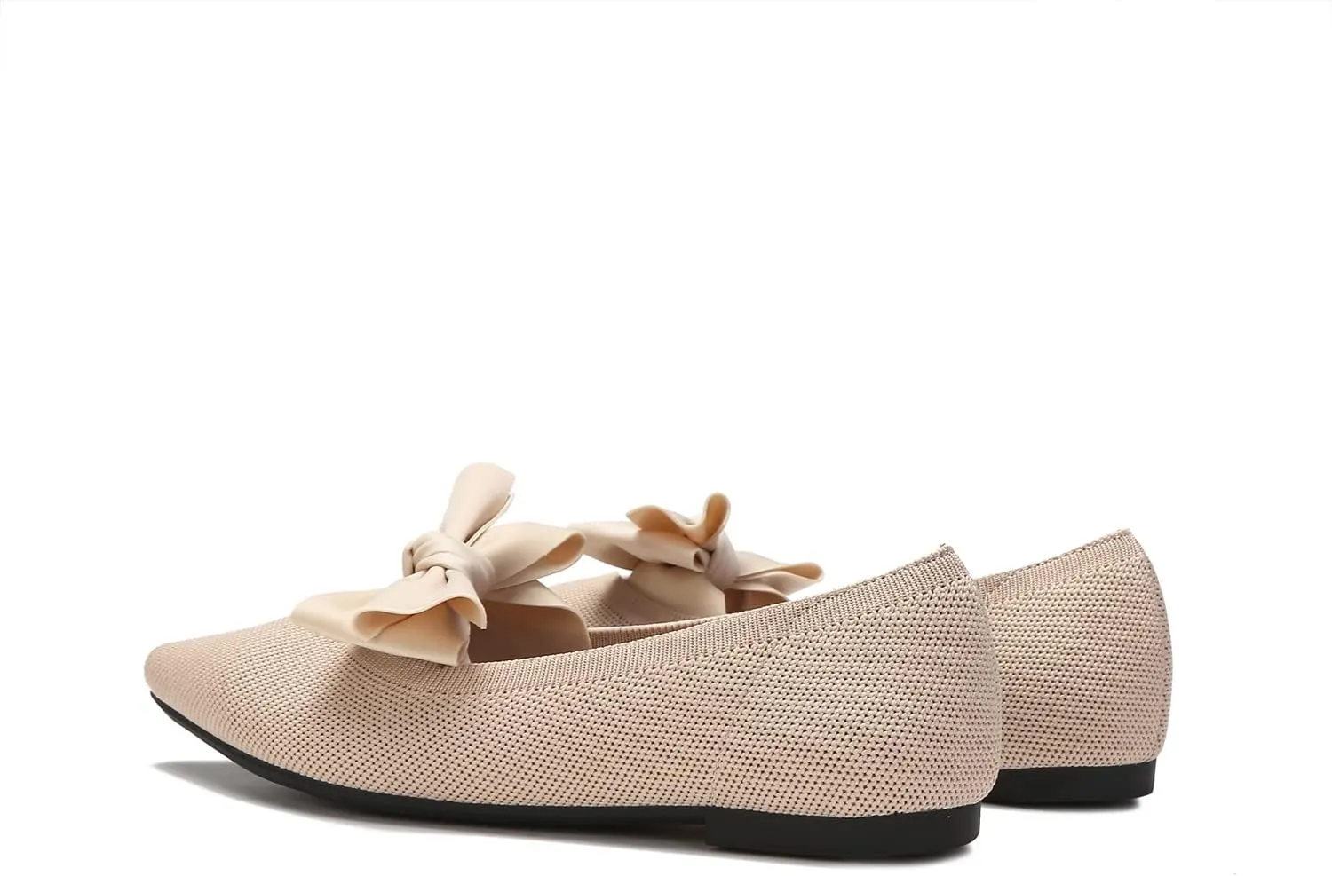 Women's Breathable Mesh Knit Ballet Flats Bow Pointed Toe Comfortable Slip On Shoes