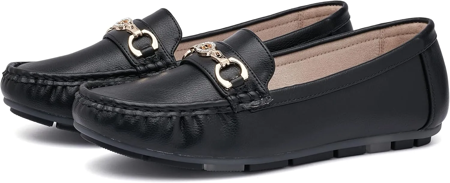 Women's Business Loafers Work Casual Flats Shoes Lightweight Penny PU Leather Slip On Walking Shoes