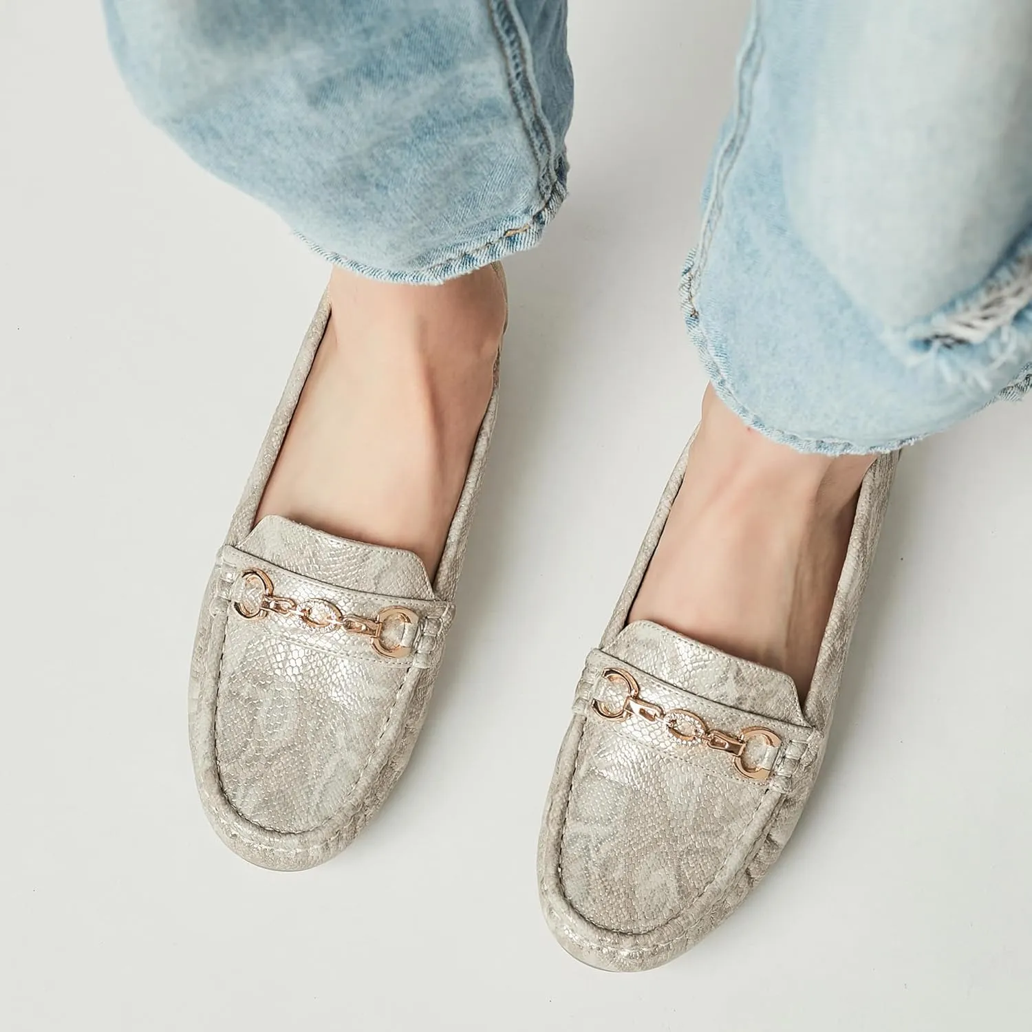 Women's Business Loafers Work Casual Flats Shoes Lightweight Penny PU Leather Slip On Walking Shoes