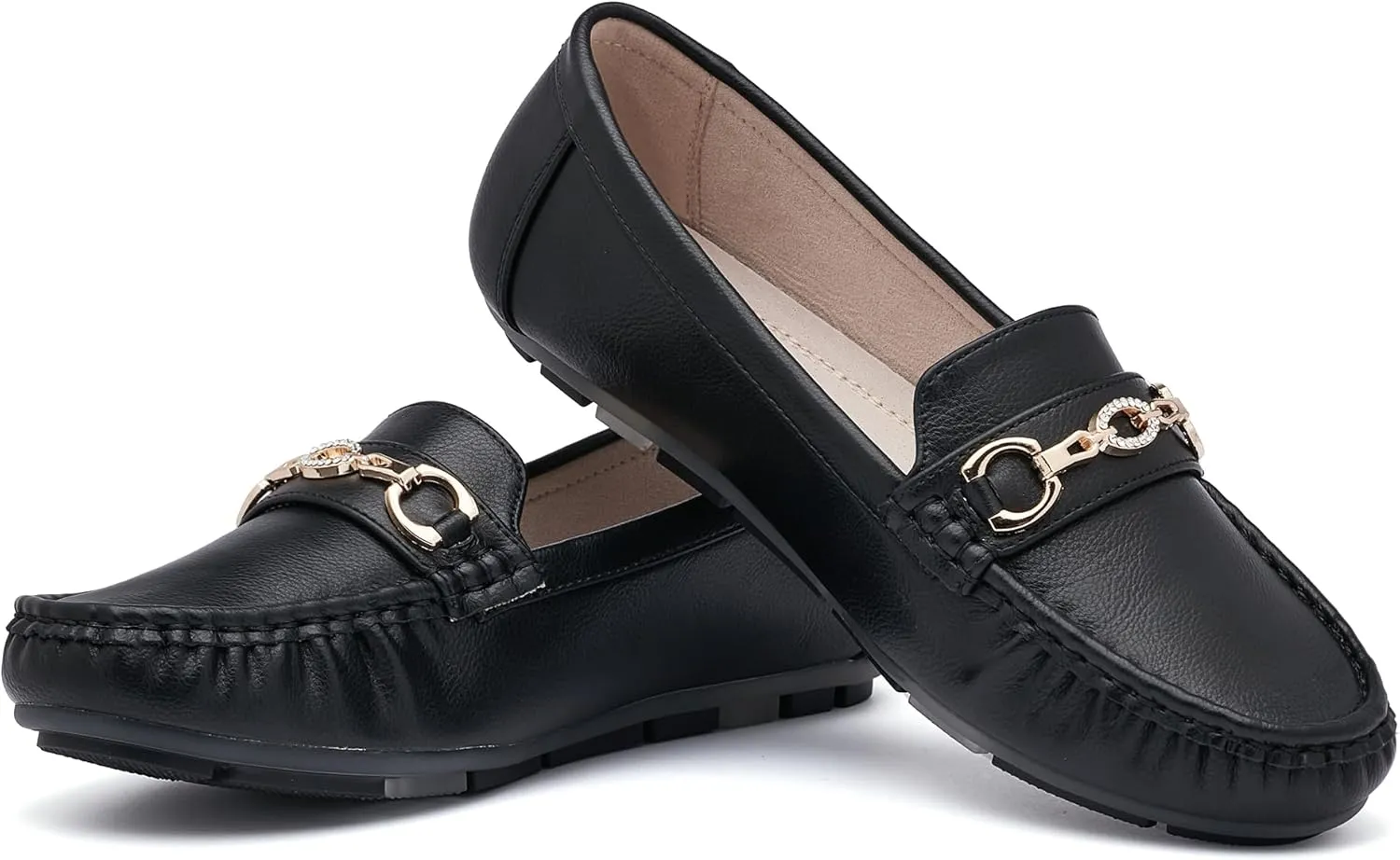 Women's Business Loafers Work Casual Flats Shoes Lightweight Penny PU Leather Slip On Walking Shoes