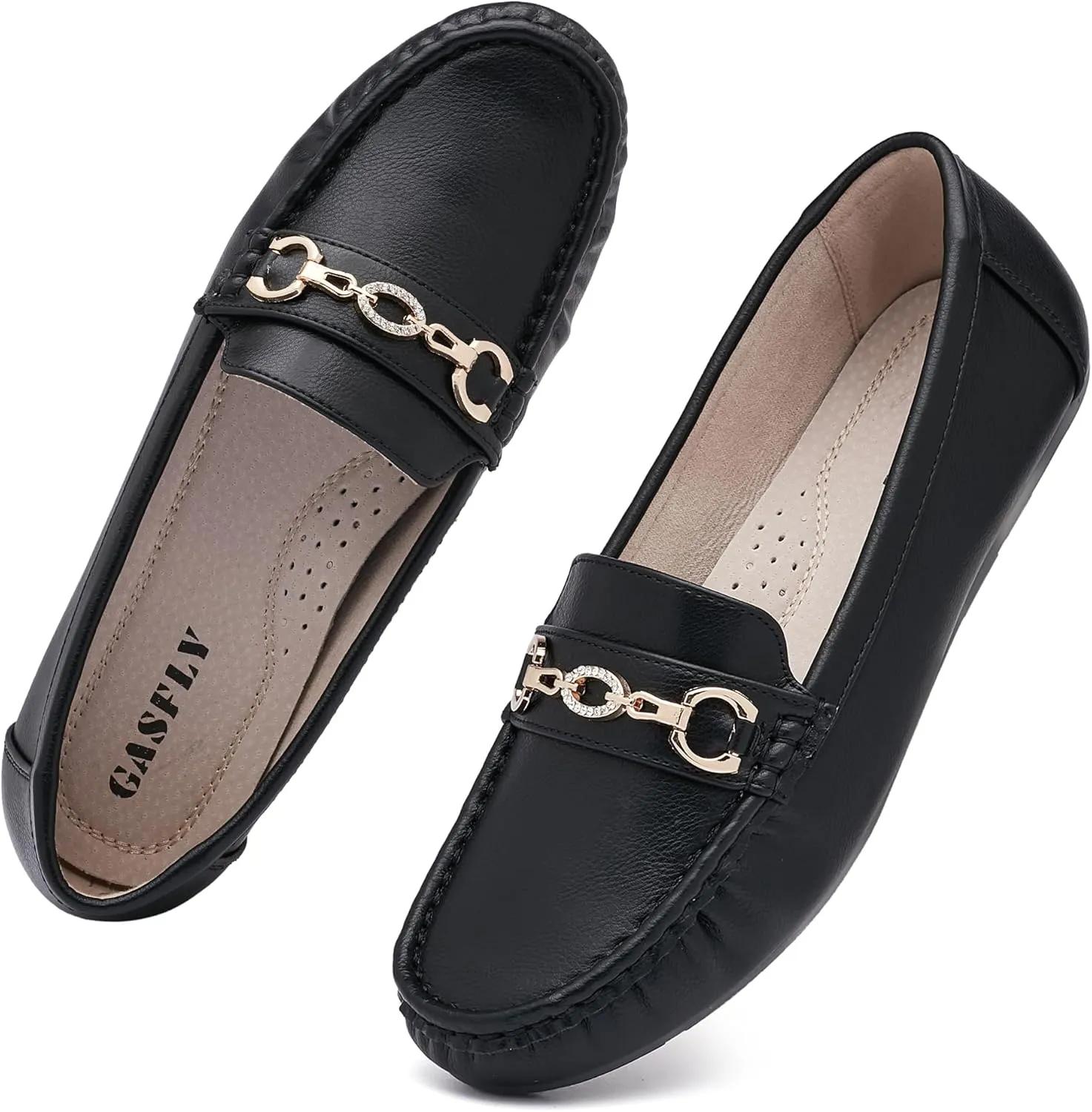 Women's Business Loafers Work Casual Flats Shoes Lightweight Penny PU Leather Slip On Walking Shoes