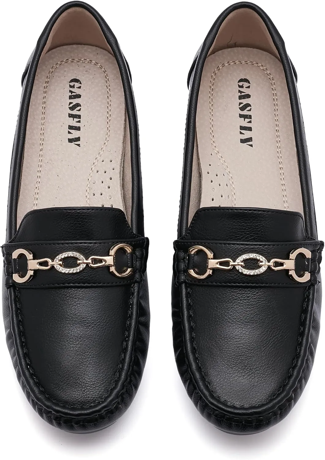 Women's Business Loafers Work Casual Flats Shoes Lightweight Penny PU Leather Slip On Walking Shoes