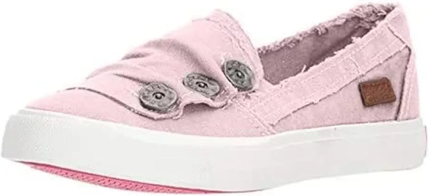 Women's Canvas Casual Buttons Flats Shoes Slip-on Round Toe Breathable Comfortable Lightweight Ballet Low Top Lazy Walking Shoes