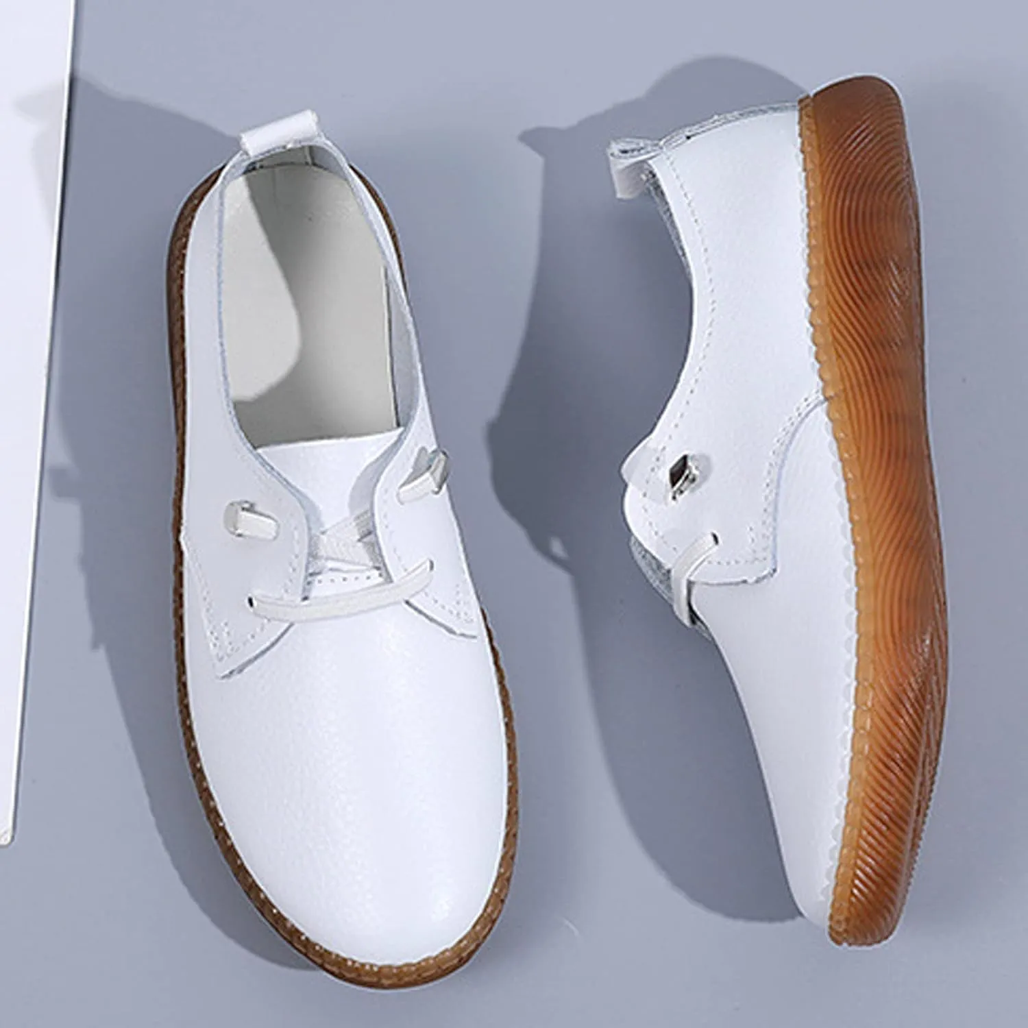 Women's Casual Slip On Flat Heel Soft Sole Loafers,Comfortable Leather Outdoor Walking Flats Breathable Fashion Sneakers