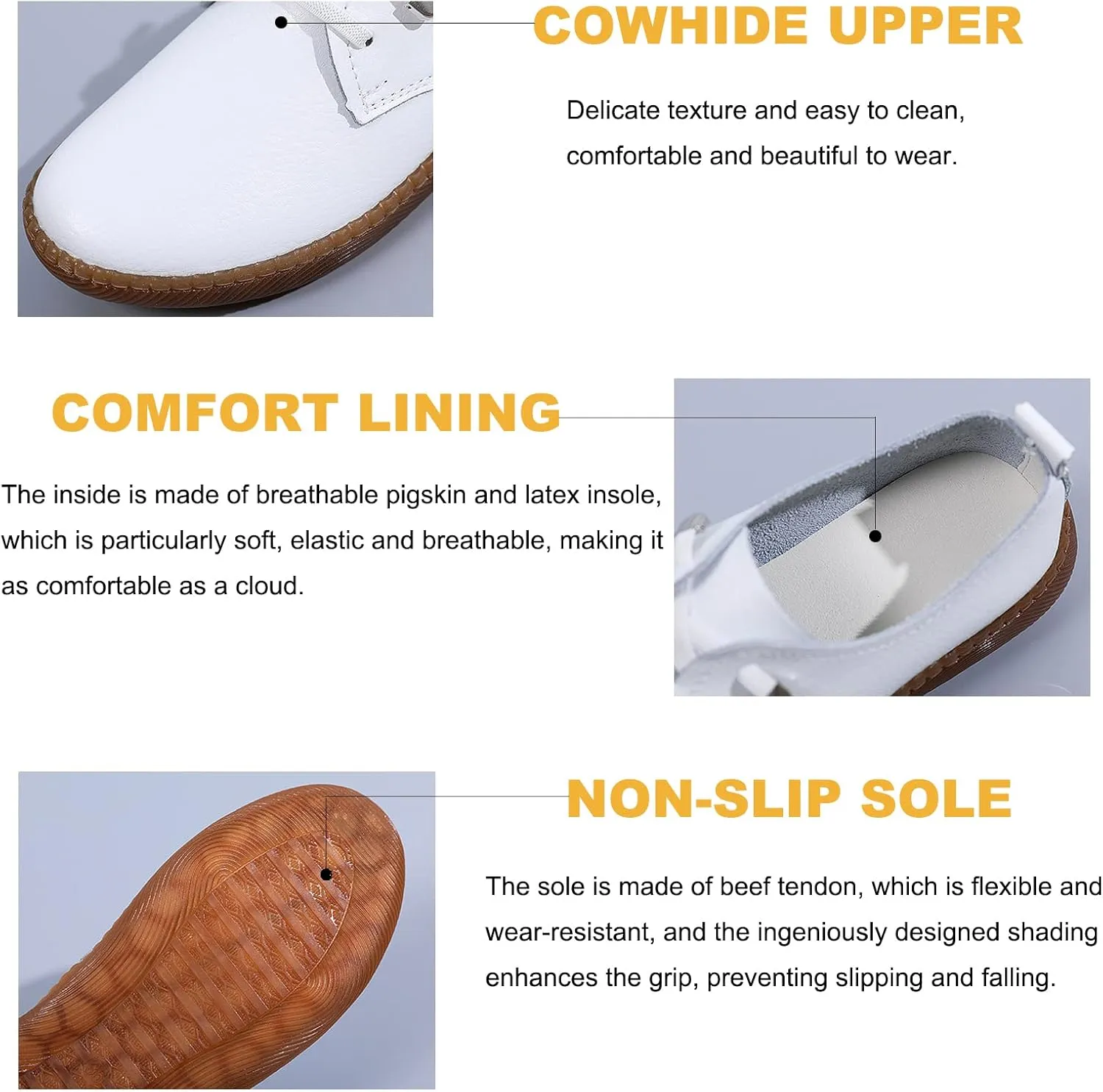 Women's Casual Slip On Flat Heel Soft Sole Loafers,Comfortable Leather Outdoor Walking Flats Breathable Fashion Sneakers