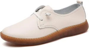 Women's Casual Slip On Flat Heel Soft Sole Loafers,Comfortable Leather Outdoor Walking Flats Breathable Fashion Sneakers