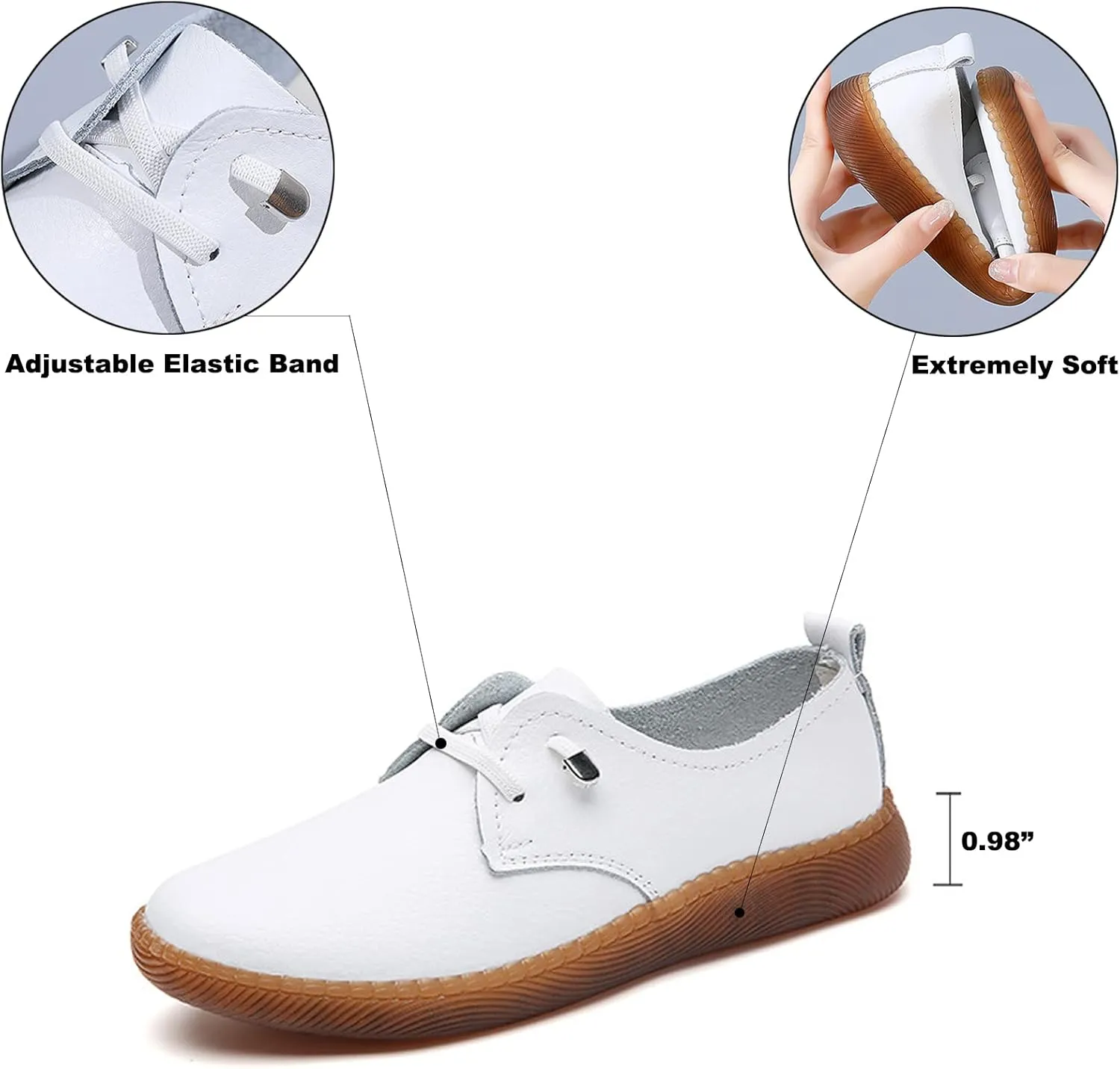 Women's Casual Slip On Flat Heel Soft Sole Loafers,Comfortable Leather Outdoor Walking Flats Breathable Fashion Sneakers