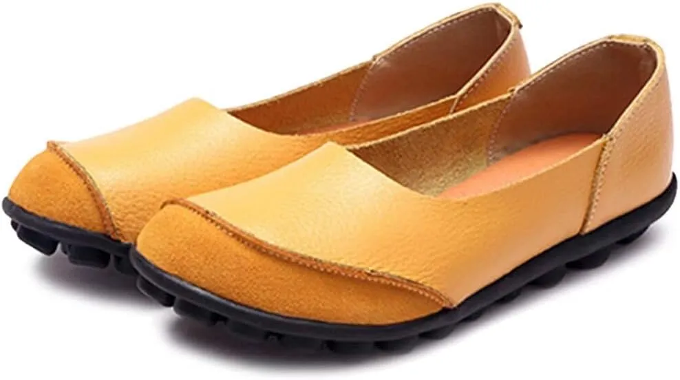 Women's Cowhide Leather Loafers Flats Moccasins Slip-On