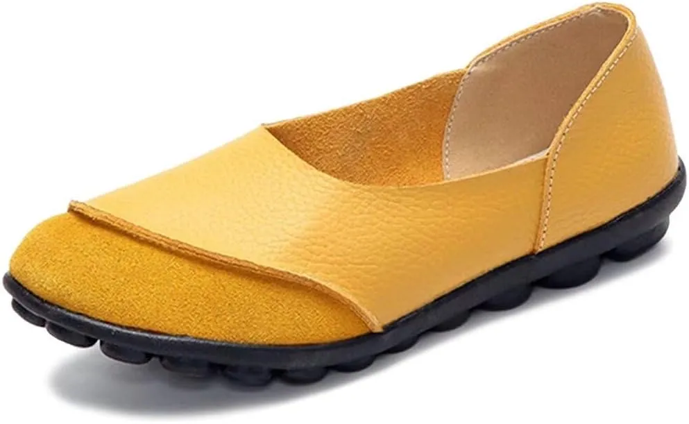 Women's Cowhide Leather Loafers Flats Moccasins Slip-On