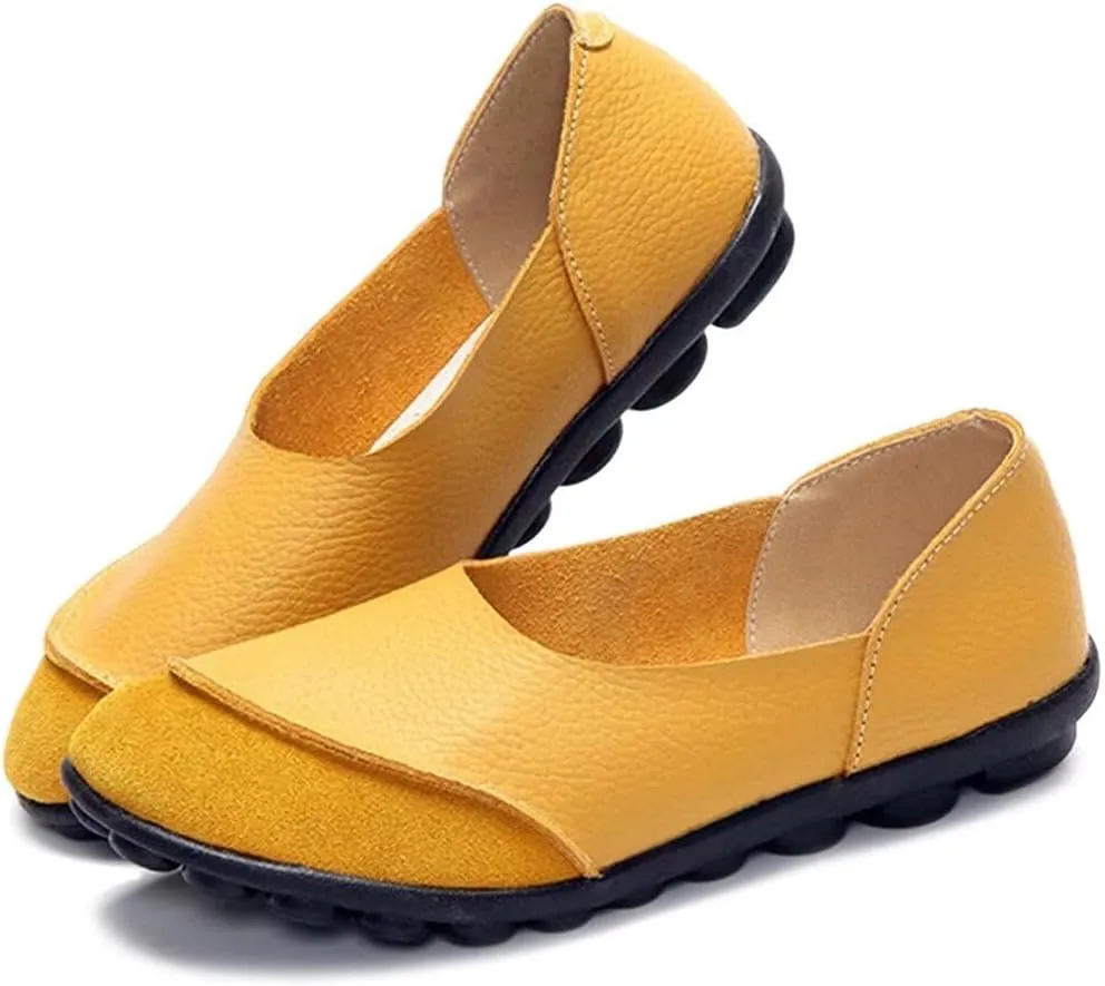 Women's Cowhide Leather Loafers Flats Moccasins Slip-On