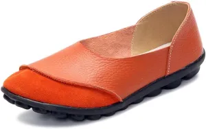 Women's Cowhide Leather Loafers Flats Moccasins Slip-On