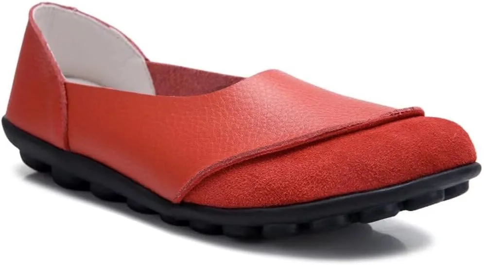 Women's Cowhide Leather Loafers Flats Moccasins Slip-On