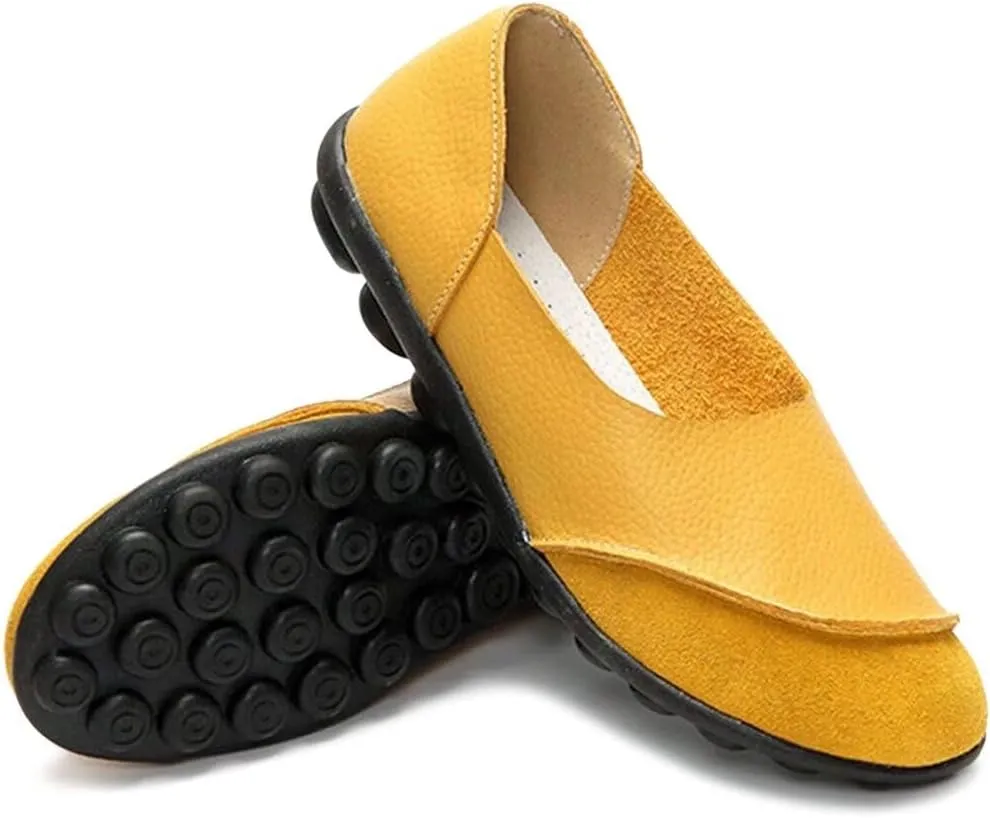 Women's Cowhide Leather Loafers Flats Moccasins Slip-On