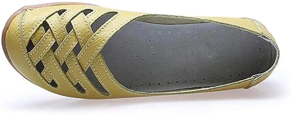 Women's Cowhide Leather Loafers Flats Sandals Slip-On