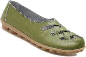 Women's Cowhide Leather Loafers Flats Sandals Slip-On